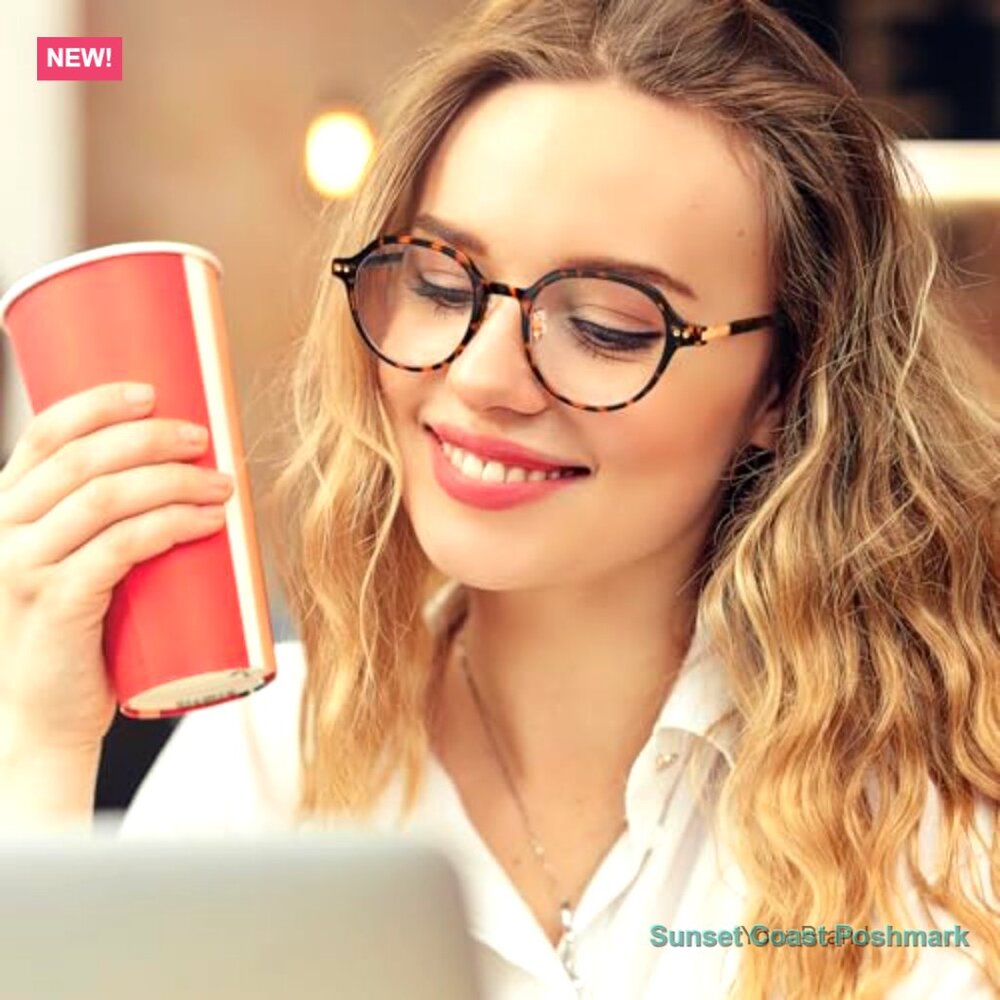 Retro Oval Frame Blue Light Blocking Glasses, Tr9… - image 4